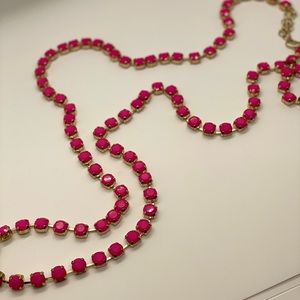 Bright pink single strand long necklace